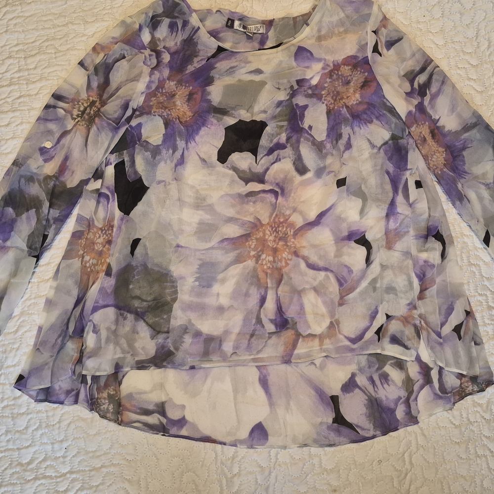 Jennifer Lopez Purple Floral Blouse